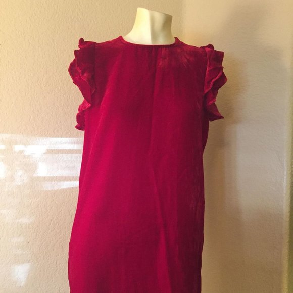 Women's Shift Dress CHELSEA & VIOLET- Red Velvet  Size: L - Picture 7 of 7